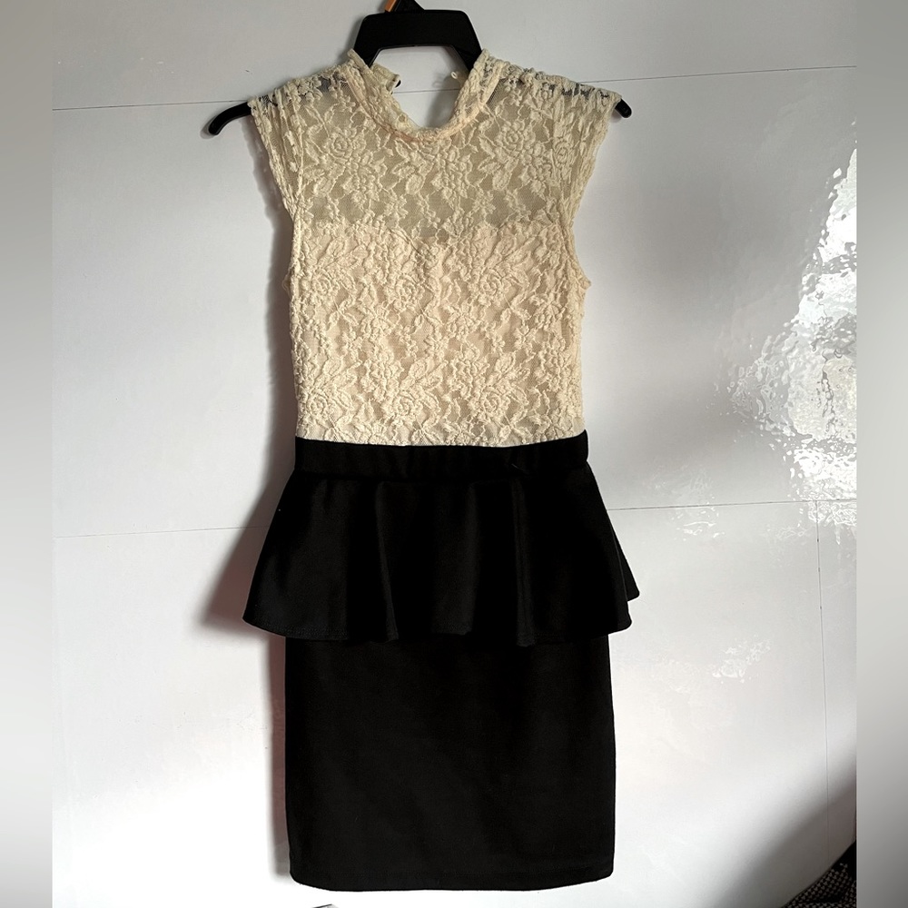 Lace Peplum Style Mini Dress